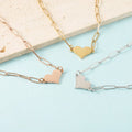 Stainless Steel Gold Plated Heart Pendant Necklace-Unisex Collarbone Chain Necklace Minimalist Valentine's Day Gift Jewelry