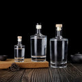 100ml 500ml 750ml Flat Shoulder Clear Empty Glass Liquor Glass Bottle With Stopper for RimVodkaWhiskyGin