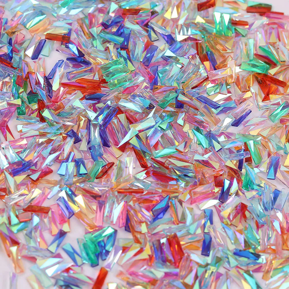 Crystal AB Nail Stone Lan Guang Wholesale Rectangle Resin Nail Art Fancy Rhinestone Loose Nickel-Free Fashionable Flatback Opp