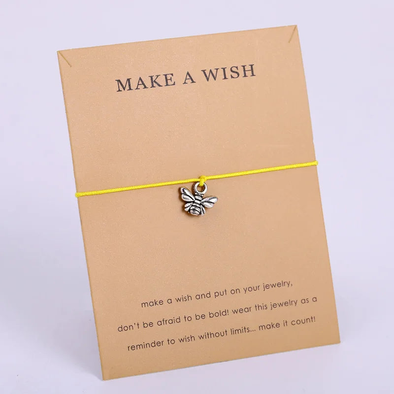 Promotional Gift Custom Make a Wish Jewelry Antique Silver Bee Honeybee Bees Charm Bracelet for Women