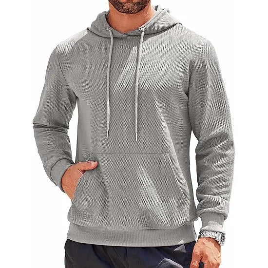 Men's Heavyweight Pure Cotton French Terry Hoodie Custom Logo Winter Sweatshirt with Drawstring Design