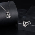 Fashion Women Double Heart Moissanite Pendant Necklace Ring Set for Women Engagement Anniversary Gift Moissanite Jewelry Set