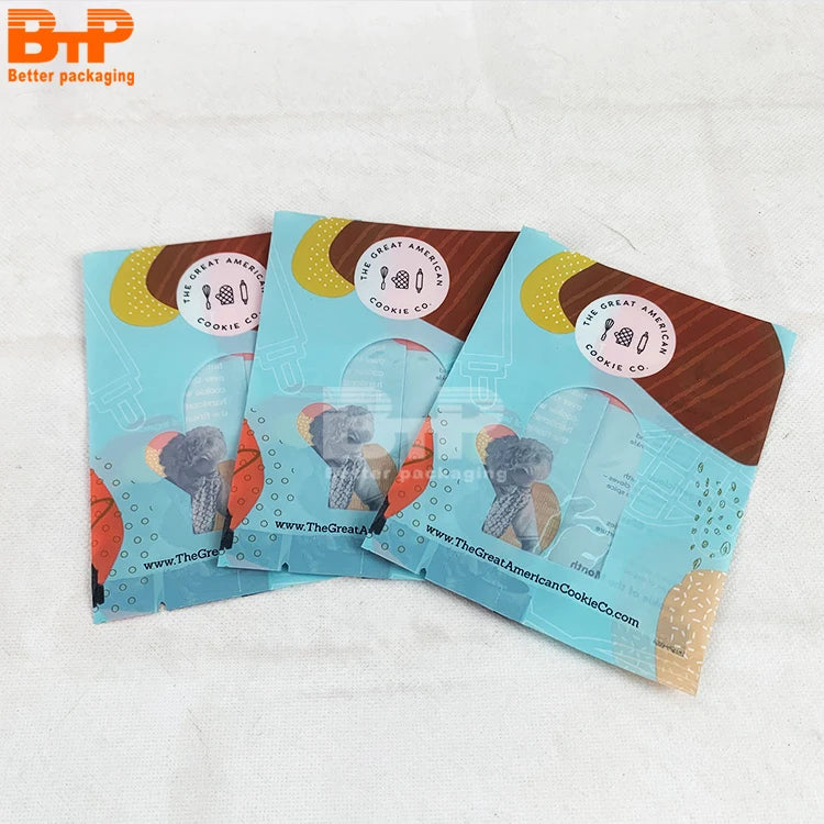 Custom Small Transparent Back Sealing Recyclable Mooncake Biscuit Chocolate Wrappers Pouch Candy Packaging Bag With Tear Notch