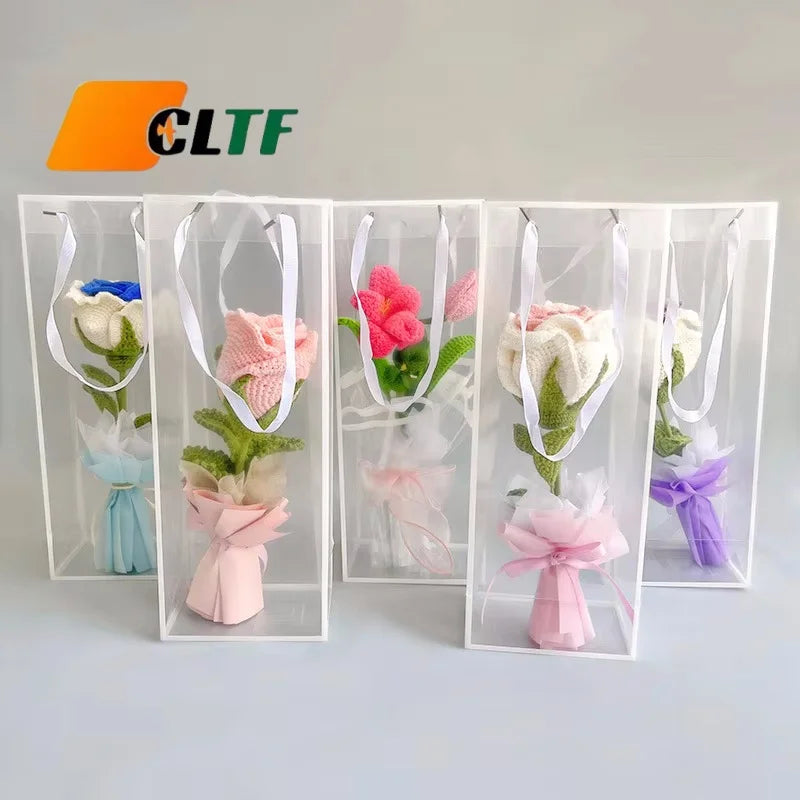 Handmade Rose Flower Crochet Flower Bouquet Girlfriend Birthday Mothers Day Gifts Knitted Crochet Flowers Bouquet
