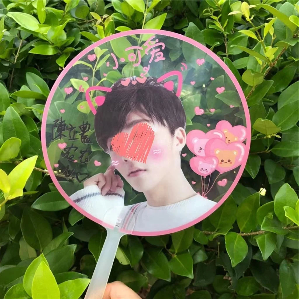 Wholesale Custom UV Printed Logo Transparent Plastic Modern Design Star Hand Fan Promotional Gift Souvenir for KPOP Star Events