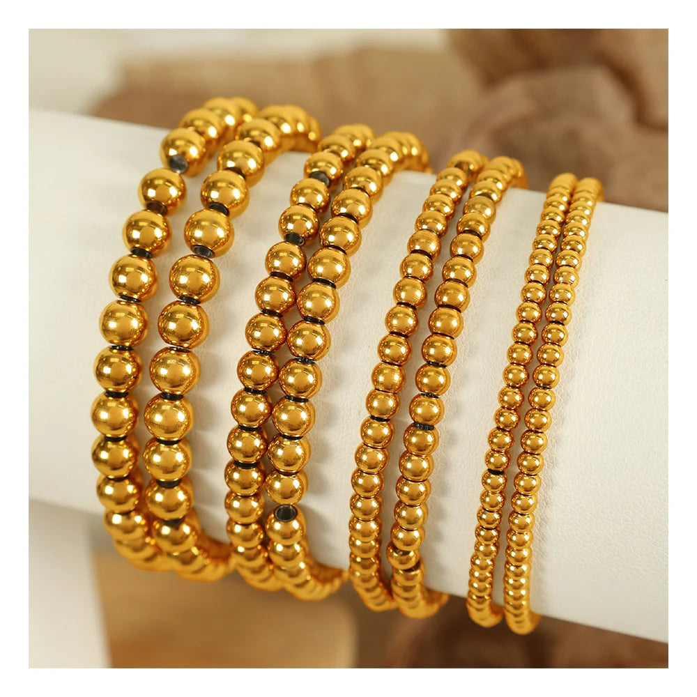 Hot Sale Vintage Filled Beads Genuine 18k Gold Filled Women Permanent Jewelry  3mm 4mm 5mm 6mm Beaded Wristlet Jewelry Gift