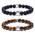 8mm Colorful Natural Stone Beads Bracelets Dog Cat Footprint Paw Charms Bracelet Pet Lovers Elastic Rope Jewelry Religious Round