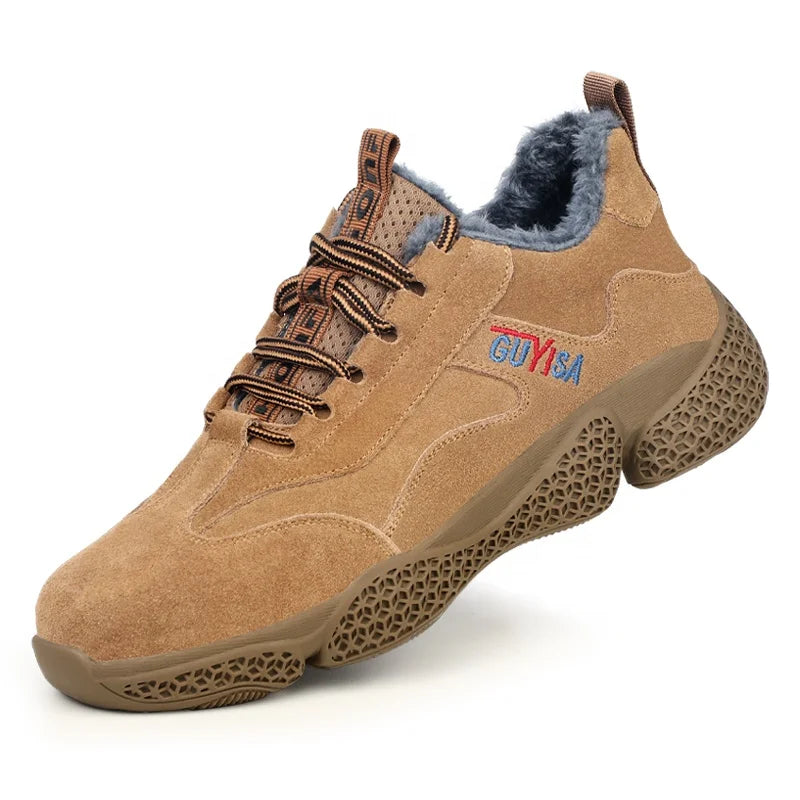 GUYISA Men's Security Work Shoes Puncture-Proof Anti-Slip & Lightweight Breathable Construction with Steel Toe Safety Shoes