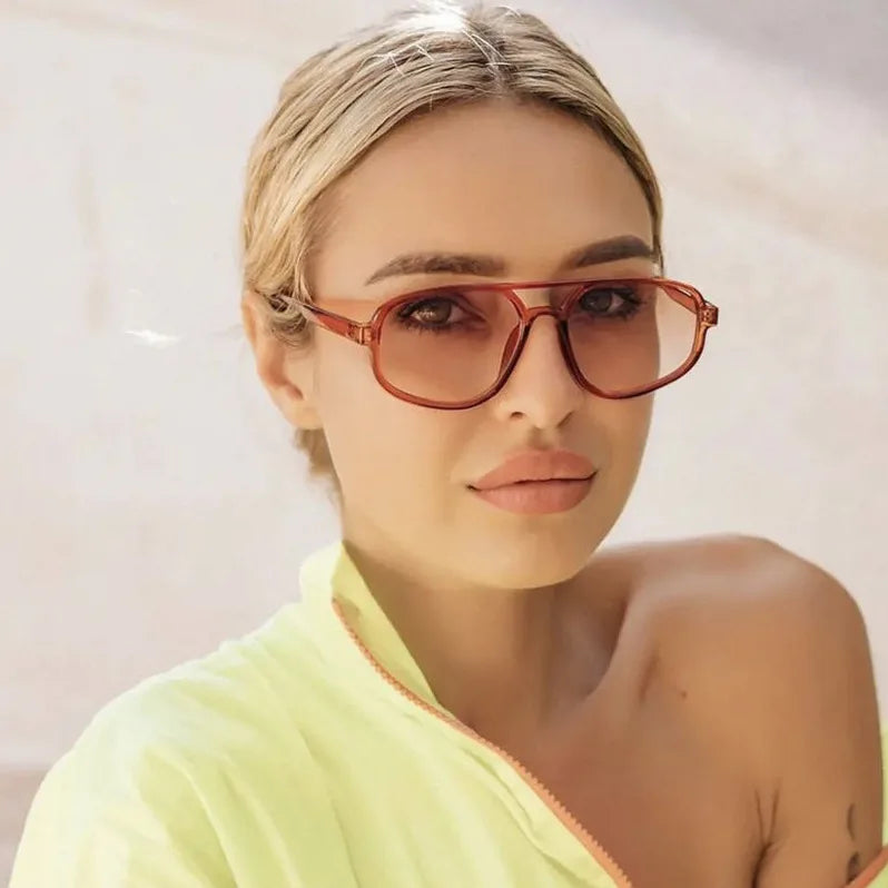 Custom Logo Retro Fashion Leopard Pilot Sun Glasses UV400 Double Bridges Cat Eye Sunglasses Women