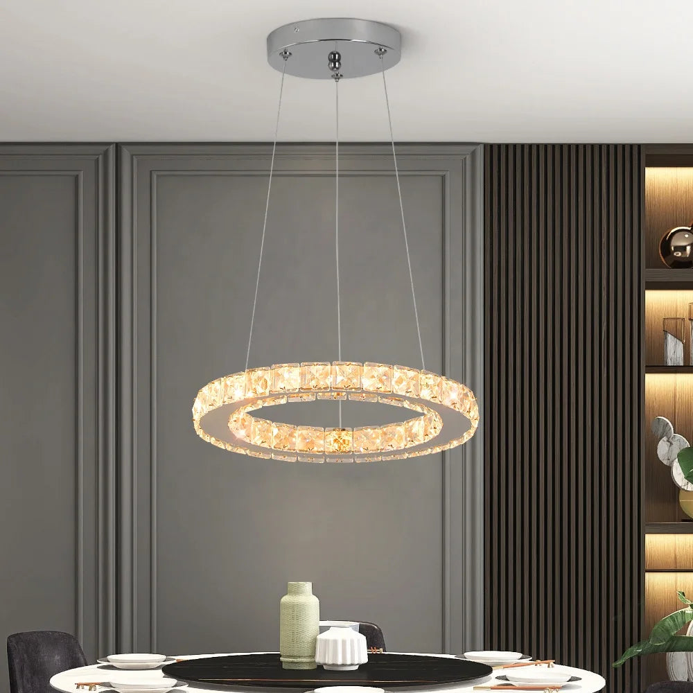 Changeable 15W LED Dining Room Modern Circle Chandelier Pendant Lights for Home