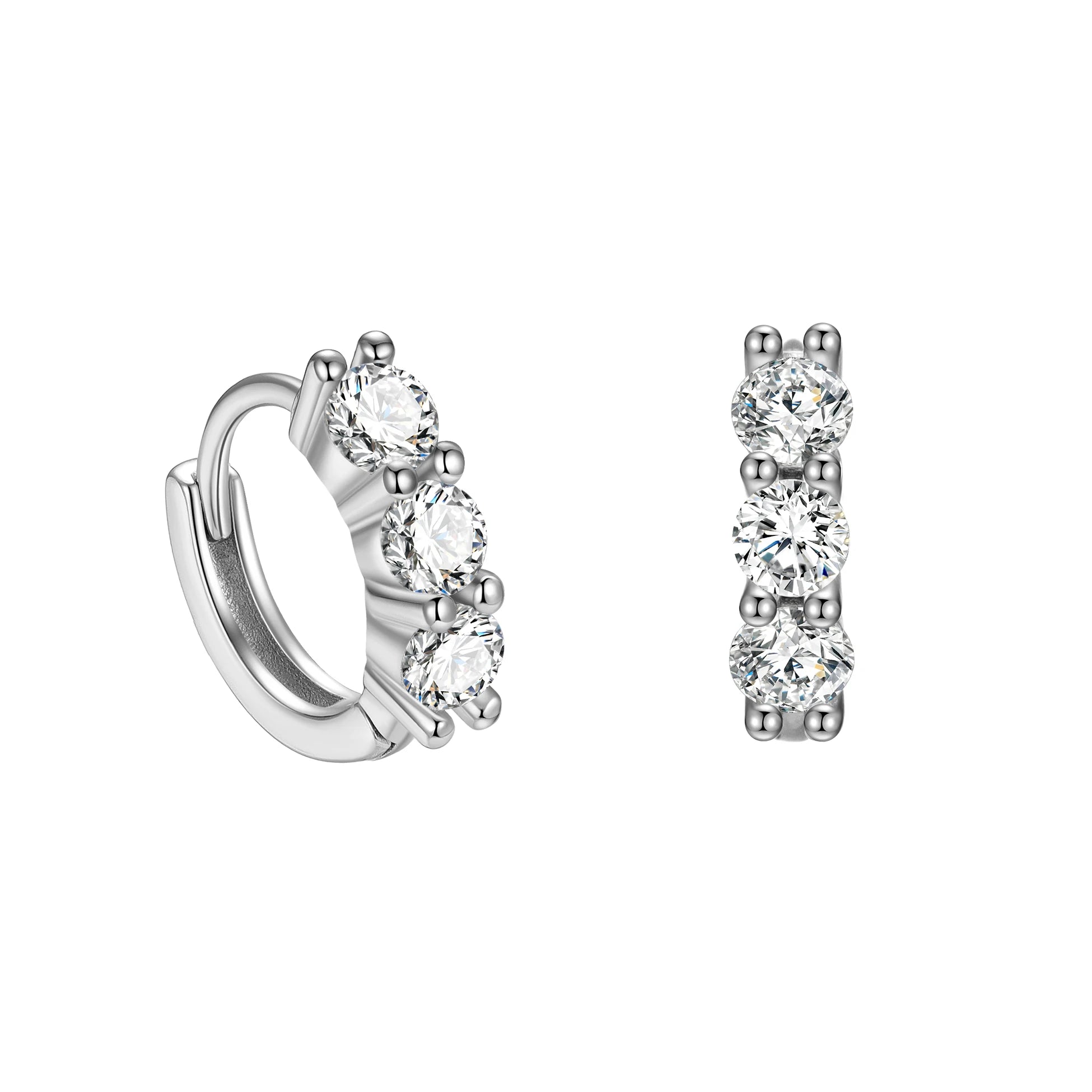925 Sterling Silver Earrings Set  Colorful Stone White Blue Pink Black Round CZ Hoops for Women Fine Jewelry Wholesale