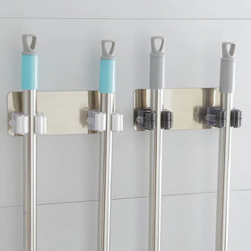 HelloWorld Simple Powerful Hook Bathroom Seamless Mop Hanger Creative Bathroom Portable Wall Hanging Nail-free Mop Clip Tool