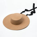 X1237 Adult Woolen Hats Wide Brim Hats Unisex Woolen Big Brim Flat Top Caps Wool Felt Hats