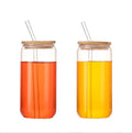 Top Selling Iced Water Glass Cup Tumbler Water Bottle Blank Clear Frosted Sublimation Beer Glass With Bamboo Lids and Straw