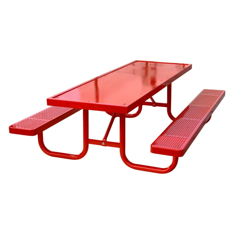Outdoor Furniture Commercial Long Steel Camping Picnic Table with Bench Restaurant Outside Park Durable Metal Dining Table