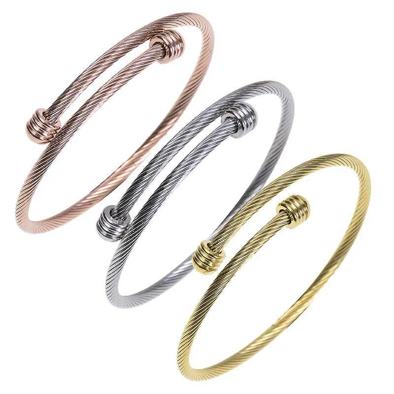 2020 Fashionable Stainless Steel Wire Rope Adjustable Bracelet