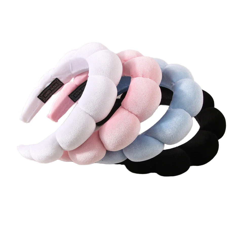 Women's Puffy Sponge SPA Headband Terry Towel Fabric Hair Band Accessory for Face Washing and Skincare Makeup