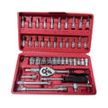 46-Pieces 1/4 Inch Drive Socket Ratchet Wrench Tool Set Plastic Case with Bit Socket Extension Bar for Auto Hand Tools