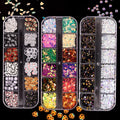 12 Grid Colorful Jewelry Sequin Nail Decorations AB Flat Back 3D Glitter Nail Art Sequin
