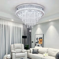 Led Flush Mount 46W Crystal Hanging Cluster Dimmable Ceiling Lights Lamps