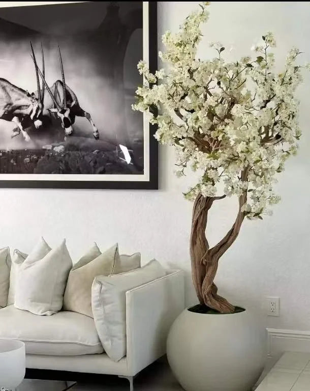 OV 7ft Table Christmas Sakura Tree with Cherry Flowers Blossoms Real Wood & Fabric Construction