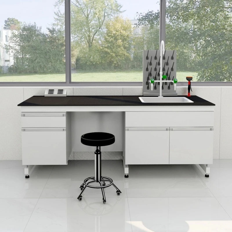 Side Lab Bench Chemical Resistant Laboratory Table with Cabinets and Drawers