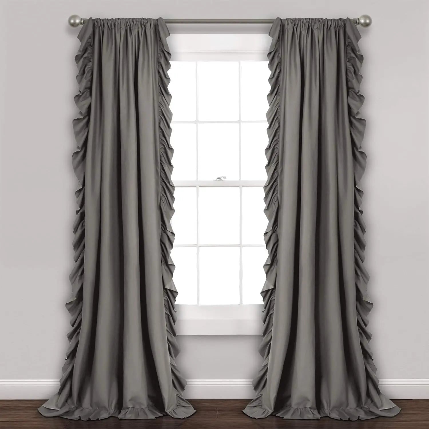 Modern American-Style Pleated Princess Decorative Curtains Nordic Style Solid Color Wear Rod Curtains Finished Design French