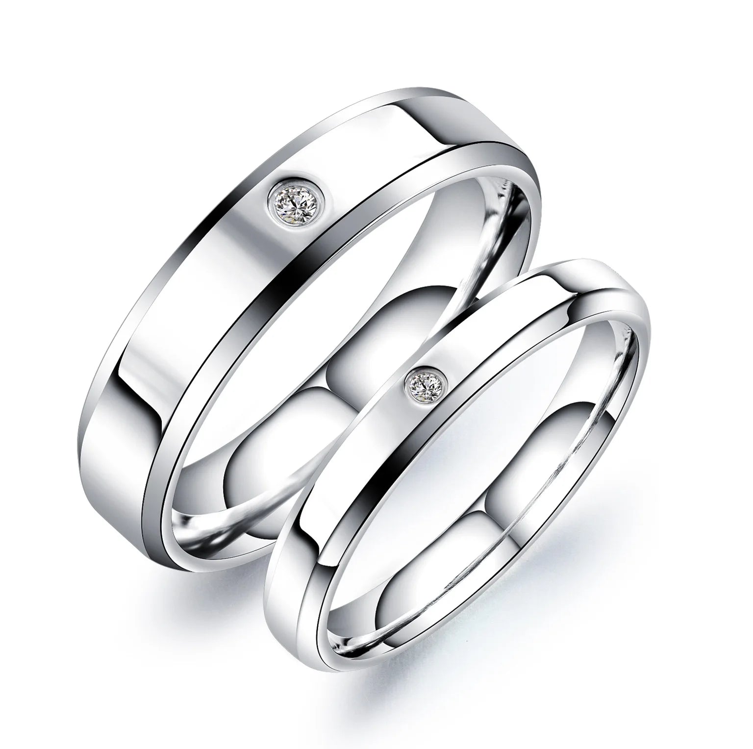 Simple Titanium Steel Rings for Wedding Engagement Women Men Jewelry Zircon Couple Ring Cubic Titanium Rings for Couples