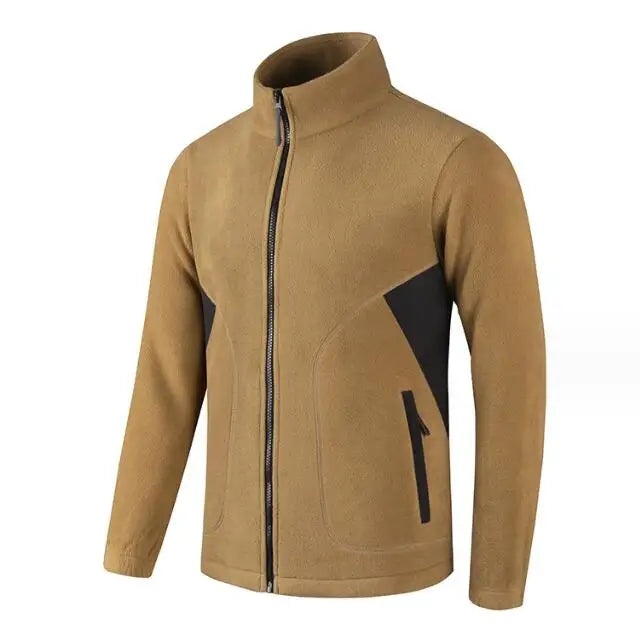 Wholesale Fleece Stand Collar Warm Full Cardigan Zipper Sweatshirt Beige Color Solid Jacket Warm Sweatshirt