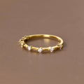 European American 925 Sterling Silver Row Drill Multiple Zircon Gold Plated Rings for Women