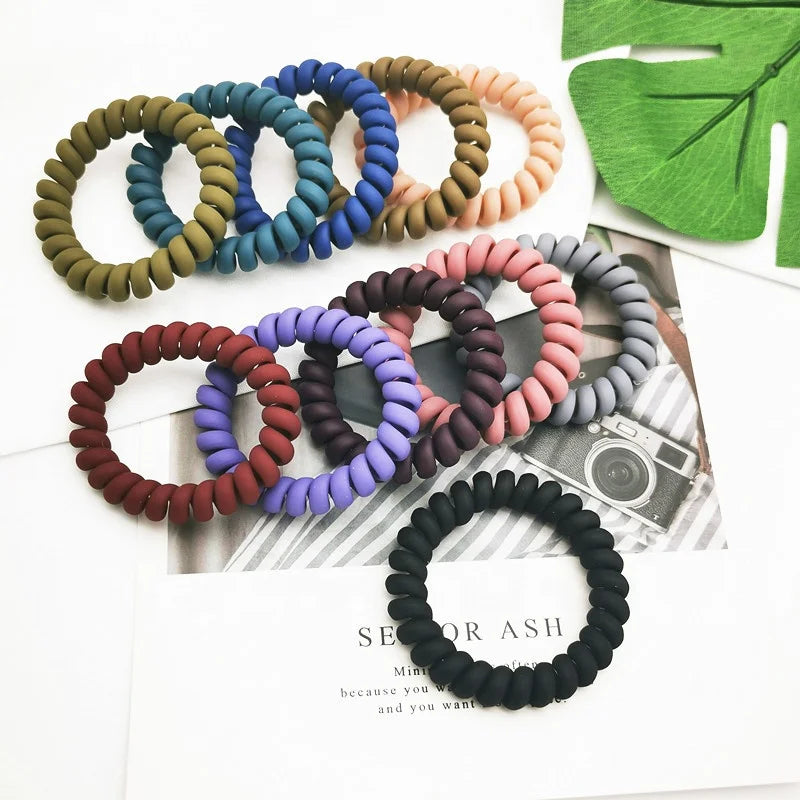 MIO New Non-marking Hair Coils Hair Band Frosted Elastic Coil Spiral Hair Band Matte Ponytail Holder