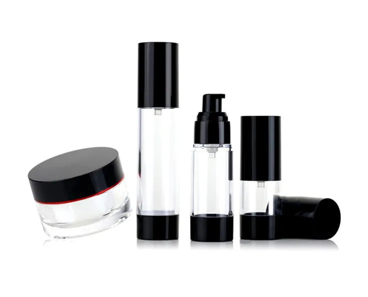 Hot 15ml 30ml 50ml Black Airless Perfume Pump Bottle Lotion Cream Pump Bottle Matte Black Airless Travel Bottle Spray Pump