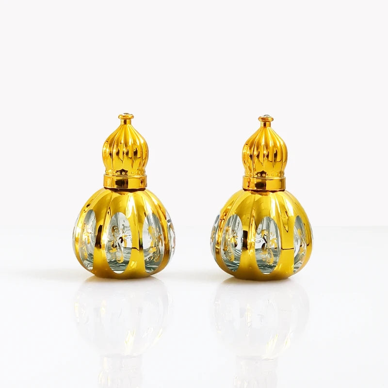 Wholesale 12 ml Portable Mini Arabic Dubai Atal Oud Attar Bottle Glass Perfume Essential Oil Bottle with Glass Roller and Stick