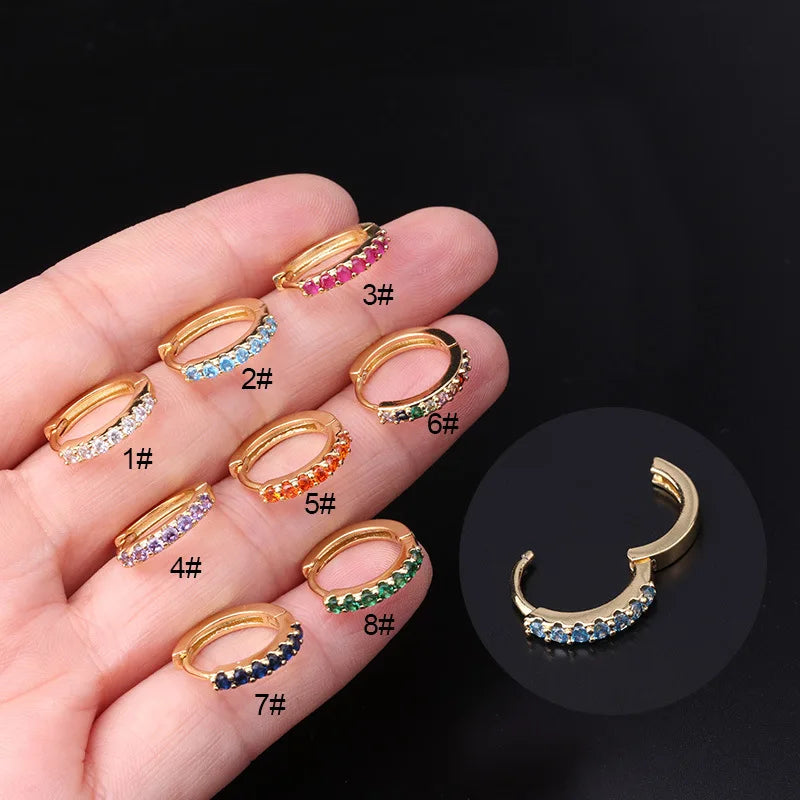 Classic 18KPVD Gold Plated Women's Fine Jewelry Copper Zircon Stud Earrings Fashion Puncture Stud Earrings