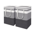 Large Collapsible Tall Laundry Basket & Clothes Hamper Extended Handles Heavy Duty Oxford Material Bathroom Storage Organizer