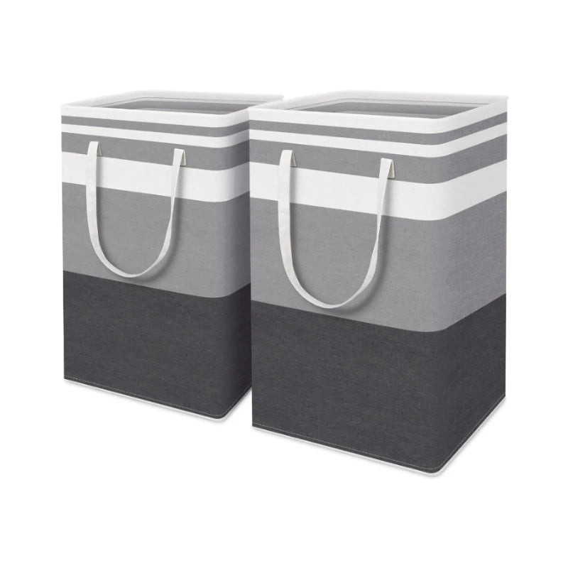 Large Collapsible Tall Laundry Basket & Clothes Hamper Extended Handles Heavy Duty Oxford Material Bathroom Storage Organizer