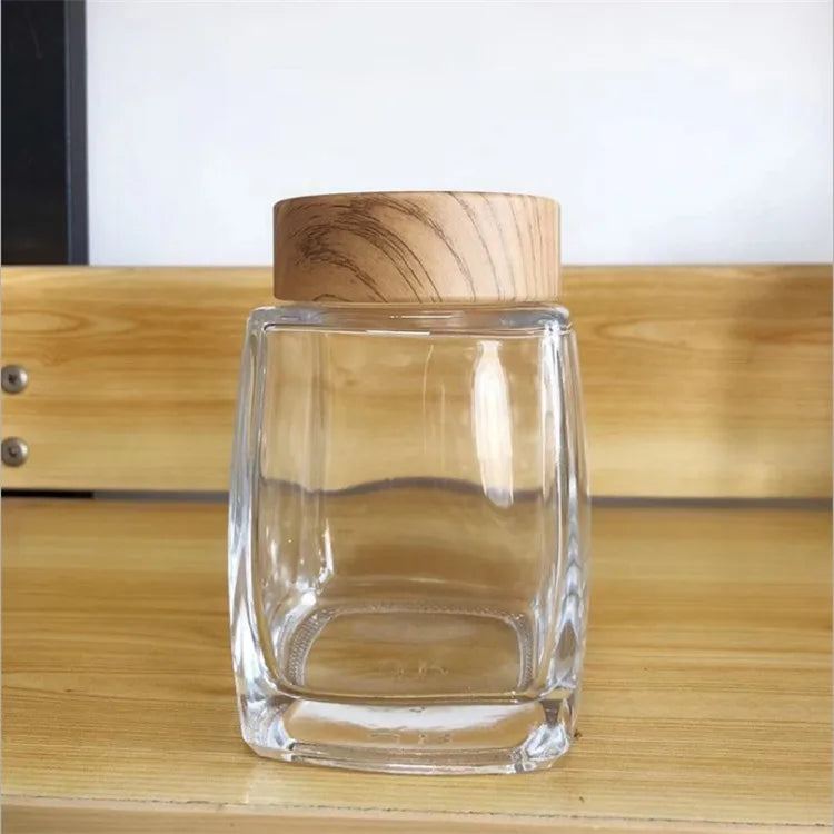 50ml 100ml 180ml 280ml 360ml 750ml Luxury square Glass Honey Jar clear Food Glass Jars Jam Jar with Screw Cap