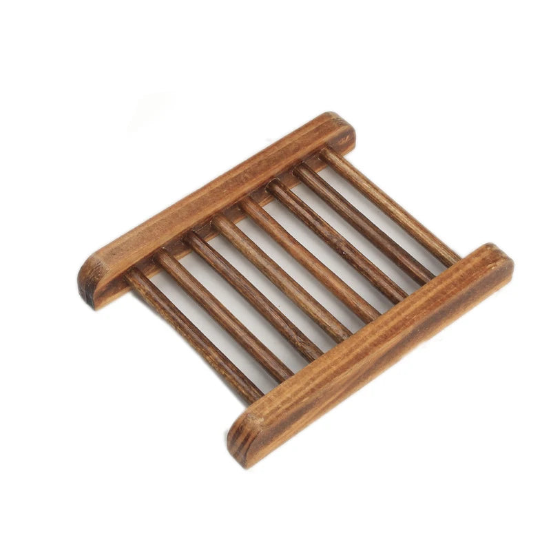 Custom Logo Natural Wooden Soap Dish Carbonization Dark Color Soap Ladder Rack Soap Holder
