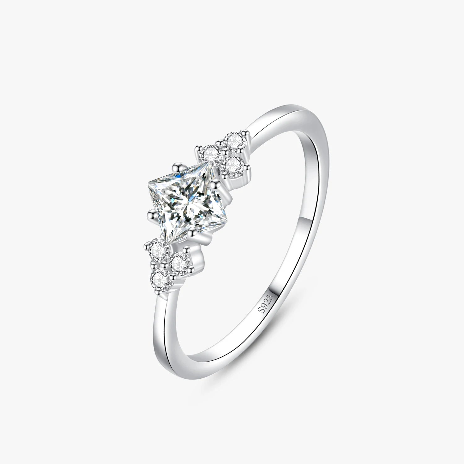 Ailmay 100% 925 Sterling Silver Sparkling Square Cubic Zirconia Finger Ring for Women Wedding Statement Fine Silver Jewelry