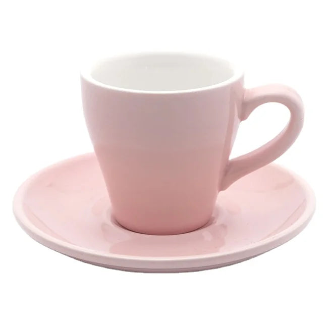 80 ml Coffee Color Coffee Cup and Saucer Set Latte Cup Ceramic Set for Hotel Store