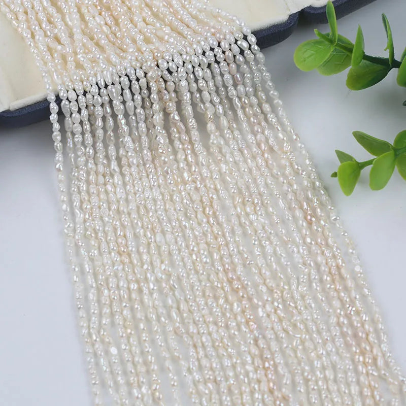 2.5-3mm White Color Rice Shape Freshwater Pearl Loose Strands
