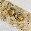 EM1367 2023 Simple Stylish Popular Gold and Silver Two Tone Huggie Hoop Earrings