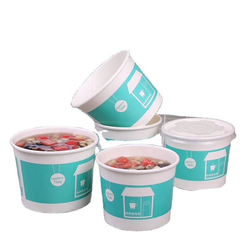 Wholesale Disposable Single Wall PLA/PE Kraft Paper Salad Bowl Take Away Box Custom Printing Free Samples