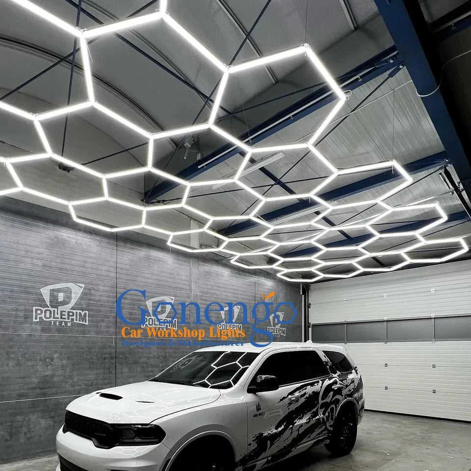 In Stock Diy Assembled Car Wash Showroom Studio Hexagon Lighting Garage Luxury Light