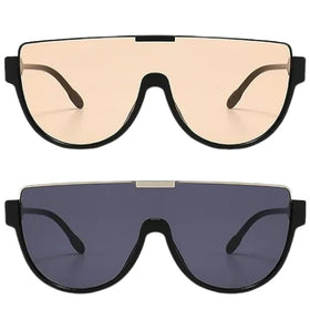 Half Frame One Piece Sunglasses Orange Shade Glasses for Women Wholesale Oversized UV400 Oculos Eeyewear