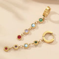 Custom High Polish Gold Plated Stainless Steel Rainbow CZ Setting Tassel Hoop Earring for Women