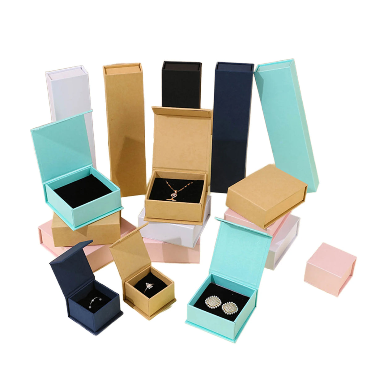 Custom Logo Paper Cardboard Jewelry Box Low Price Magnetic Flip Top Jewelry Box Packaging for Jewelry Gift Items MegaBDM