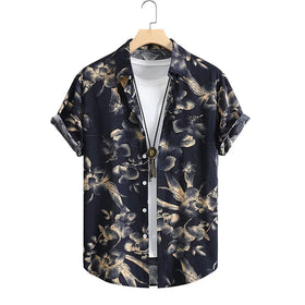 New Men's Fashion Trend Flower Printed Short-sleeved Hawaiian Men's Designer Shirts