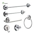 6 Piece Eco-Friendly Modern 304 Stainless Steel No Drilling Suction Cup Chrome Wall Mounted Toilet Paper Holder Bathroom