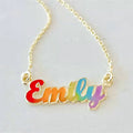 Qiuhan Colorful Enamel Letters Necklace Steel Metal Gold Plated Personalized Custom Name Necklace